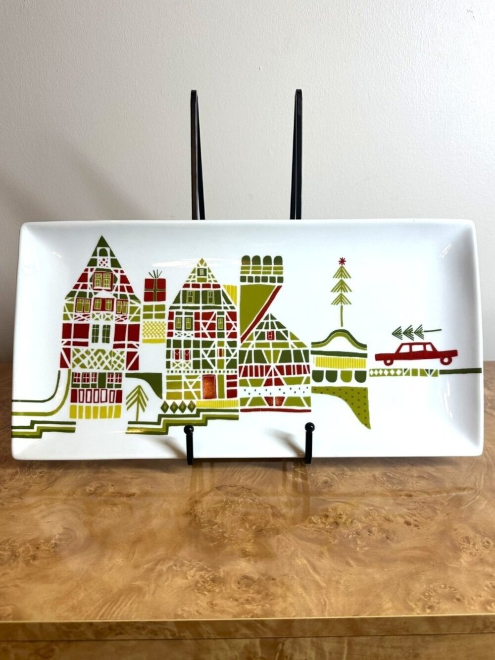 Crate & Barrel Julia Rothman "Town" Holiday Serving Platter 15" Christmas